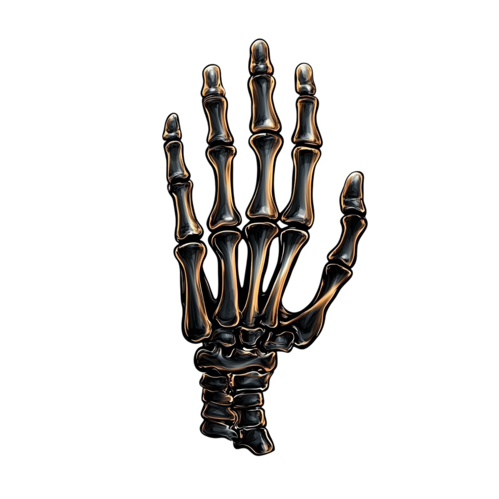 Skeleton Hand for Halloween - Vector Linear Black 3D Rendering png