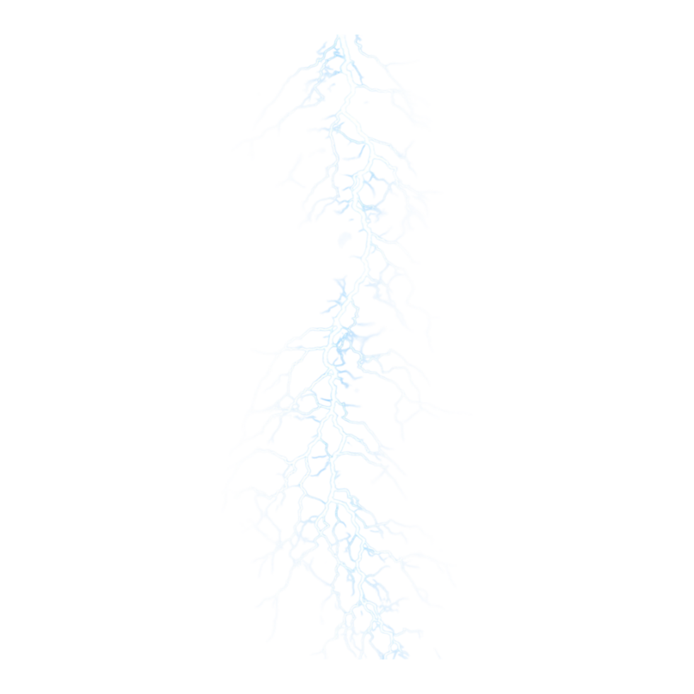 Blue Lightning Effect Isolated Against a transparent Background png