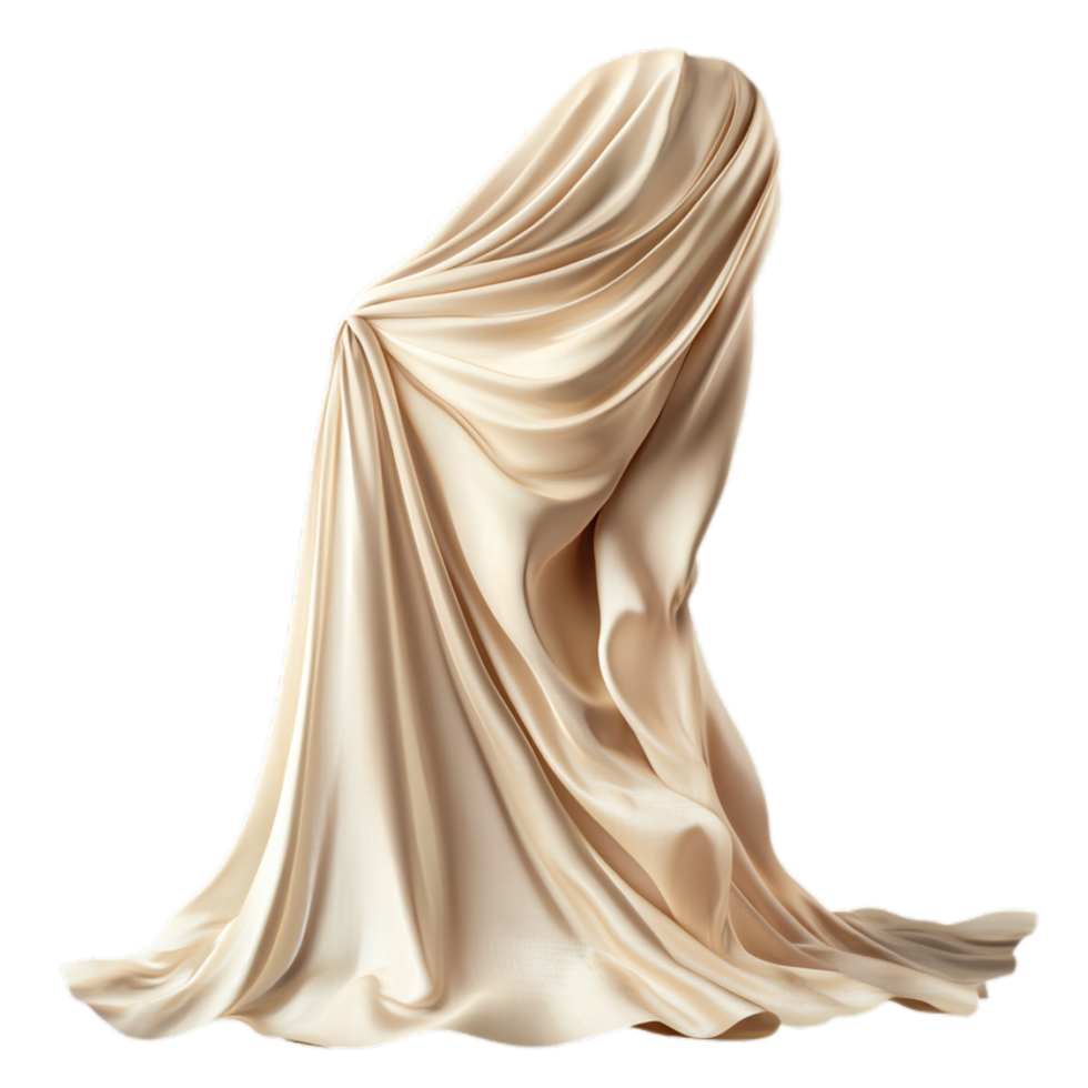 PNG Creamy Draped Fabric, A Textural Study Against Transparent Background for Textile Design, Artistic Projects, or Elegant Backdrops