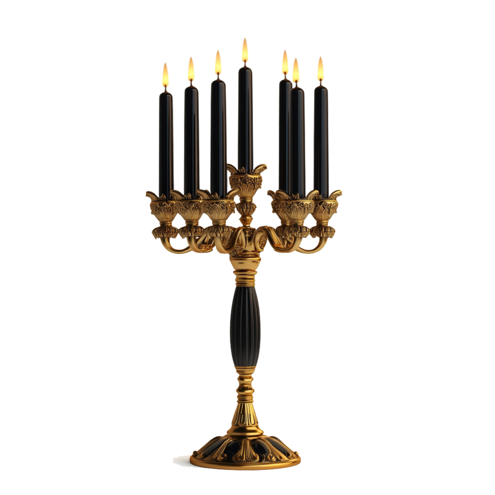 Isolated Vintage Table Candlestick with Five Candles png