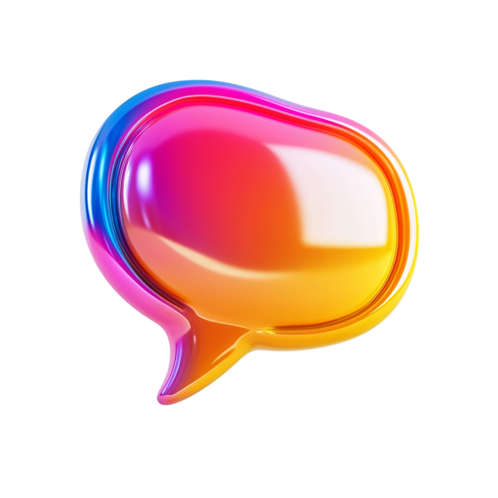 PNG 3D Render of a Colorful Speech Bubble Against Transparent Background for Communication Concepts, Chat Themes, or Modern Illustrations