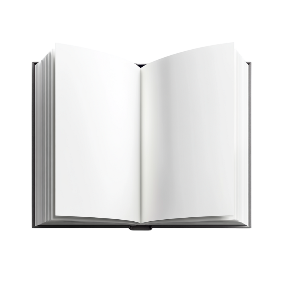 White book open top view full length 3D rendering against transparent background png