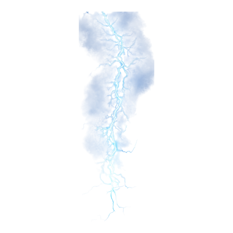 Blue Lightning Effect Isolated Against a transparent Background png