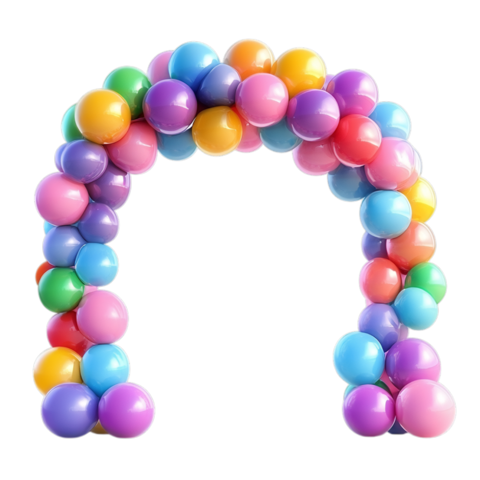 PNG Colorful Balloon Archway for Festive Celebrations Against Transparent Background for Party Planning, Event Decorations, or Joyful Themes