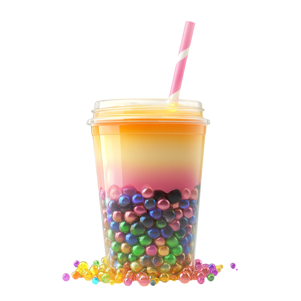 Bubble Tea 3D Rendering Against White Background png