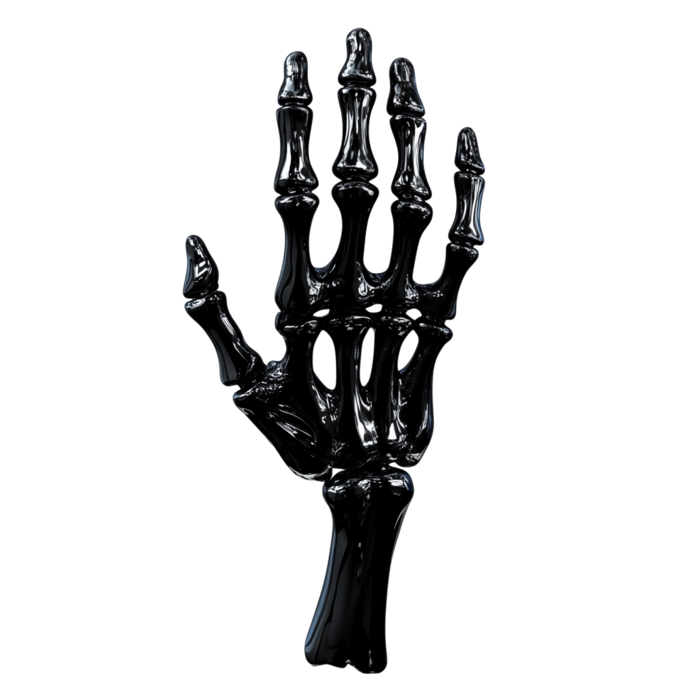 Skeleton Hand for Halloween - Vector Linear Black 3D Rendering png