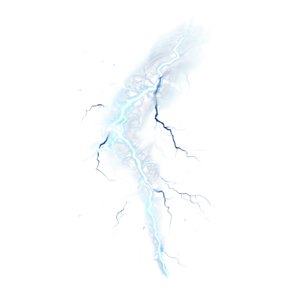 Blue Lightning Effect Isolated Against a transparent Background png