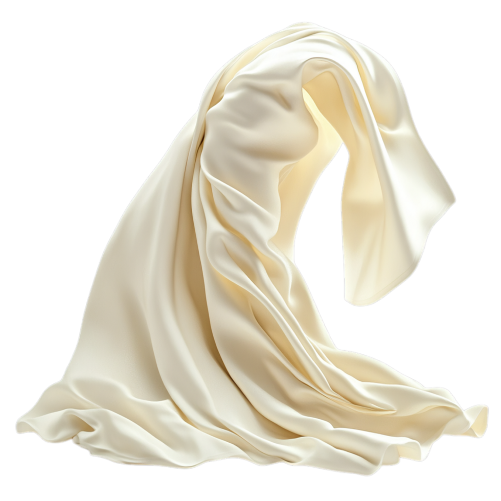 PNG Creamy Draped Fabric, A Textural Study Against Transparent Background for Textile Design, Artistic Projects, or Elegant Backdrops