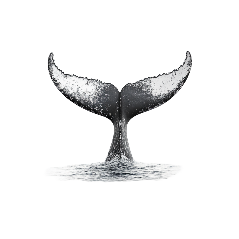 Whale tail above transparent on a white background png