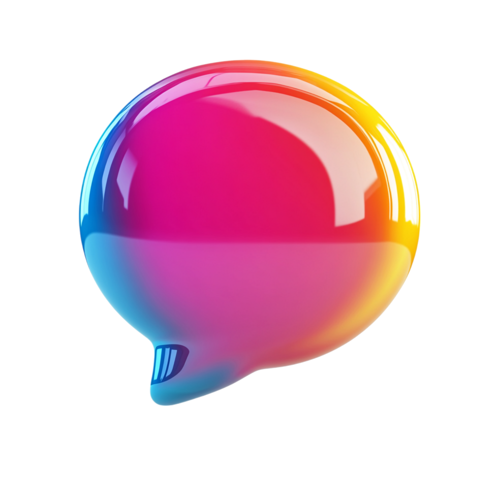 PNG 3D Render of a Colorful Speech Bubble Against Transparent Background for Communication Concepts, Chat Themes, or Modern Illustrations