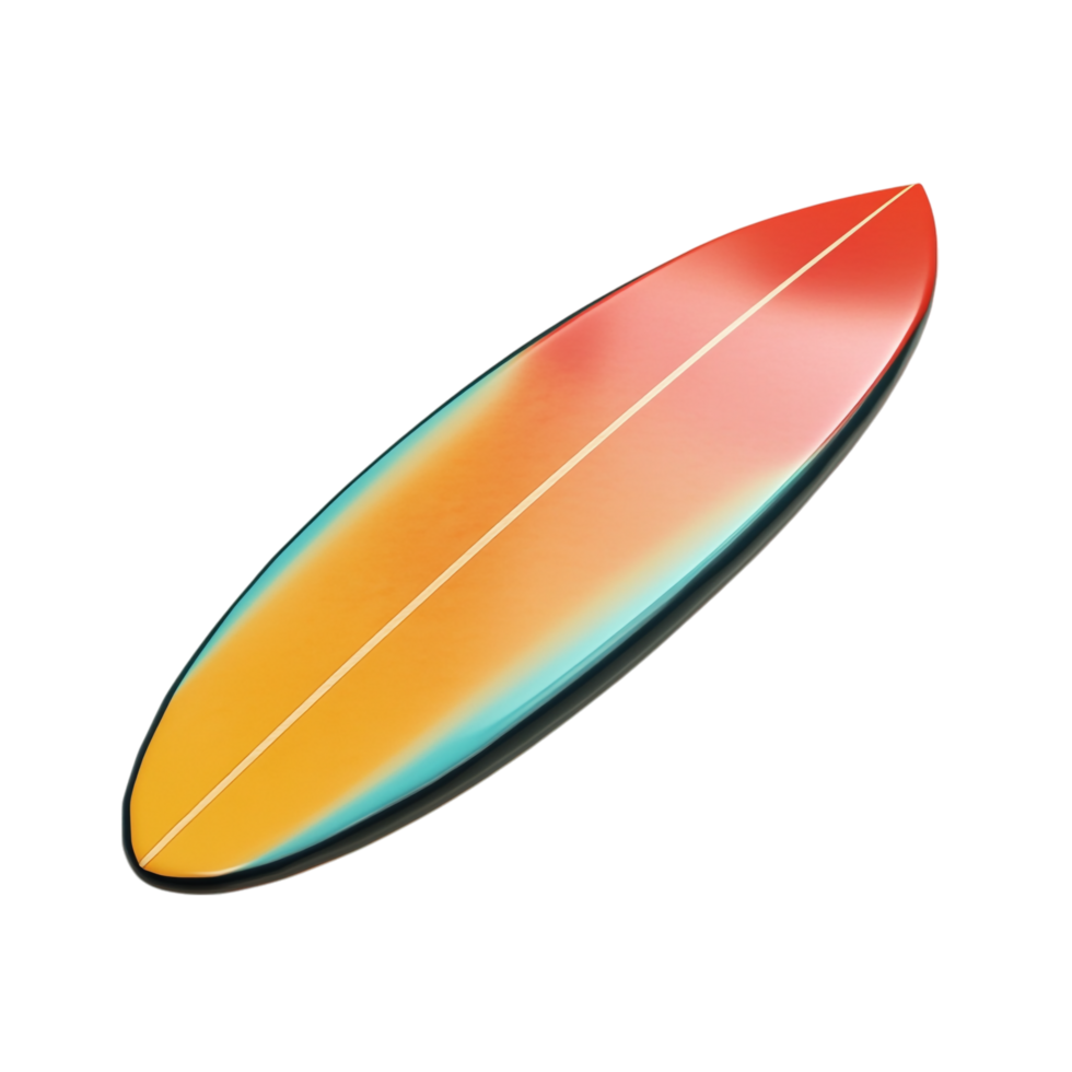 Surfboard 3D Rendering Against transparent Background png