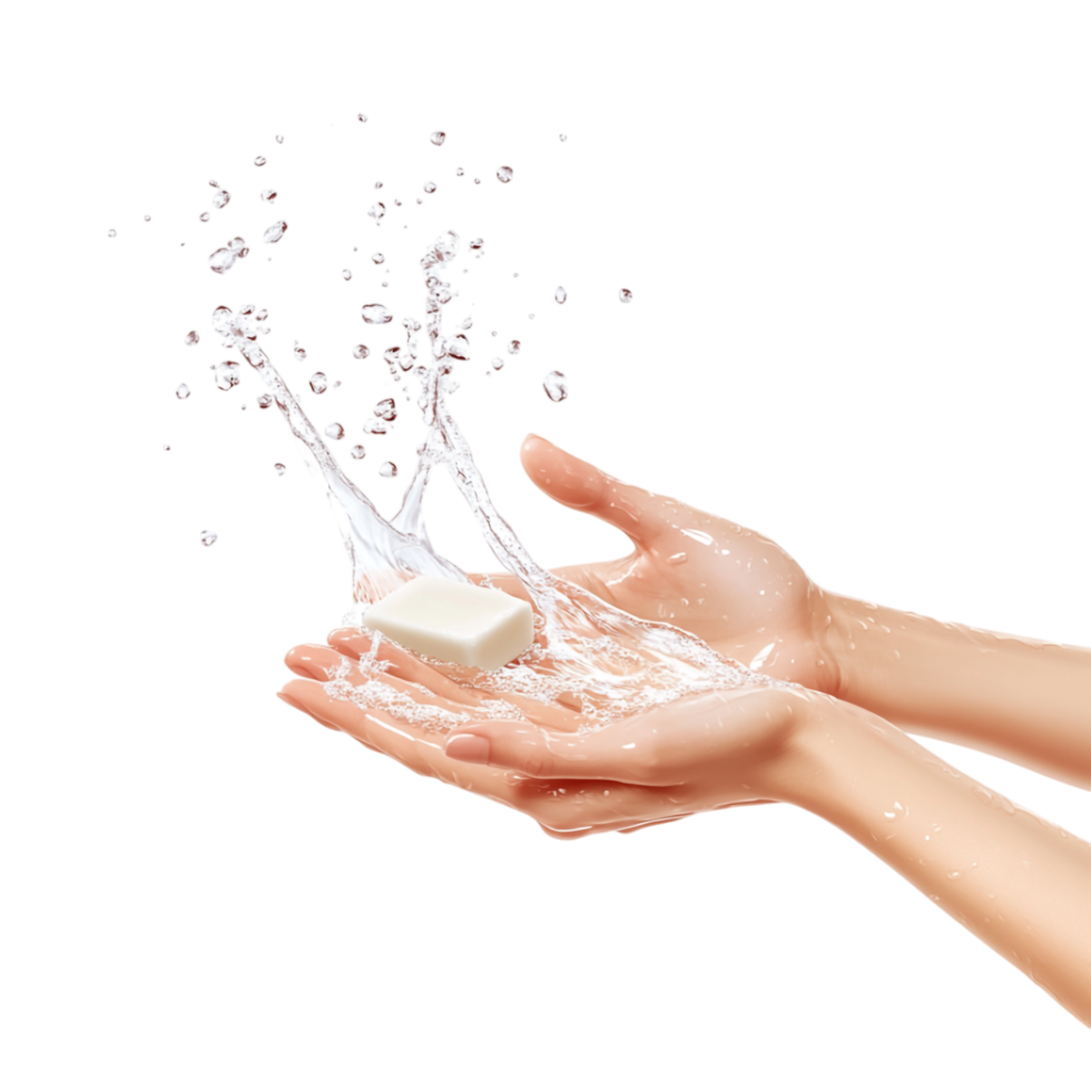Person Washing Hands with Soap Isolated on Transparent Background png