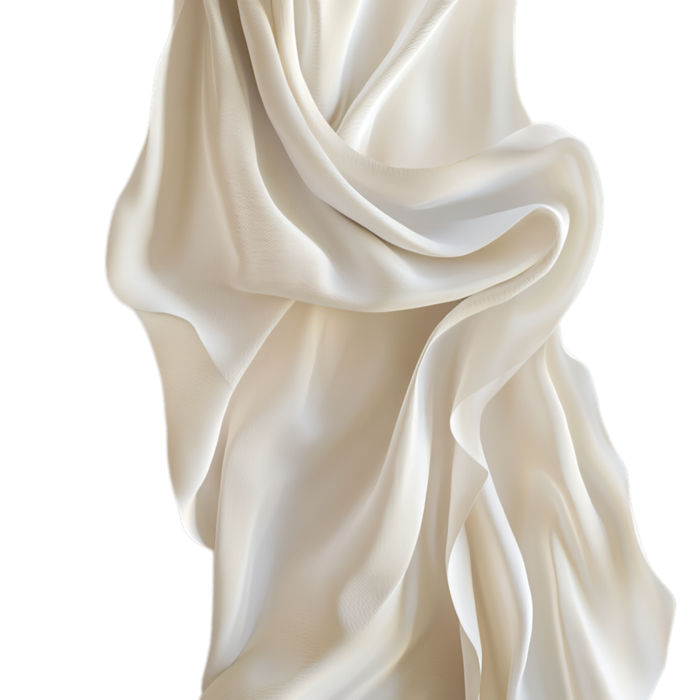 PNG Creamy Draped Fabric, A Textural Study Against Transparent Background for Textile Design, Artistic Projects, or Elegant Backdrops