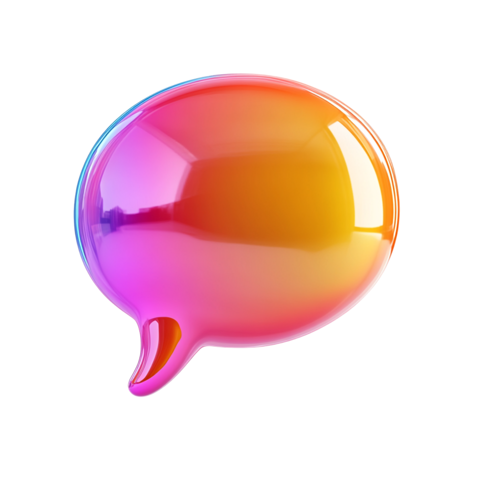 PNG 3D Render of a Colorful Speech Bubble Against Transparent Background for Communication Concepts, Chat Themes, or Modern Illustrations