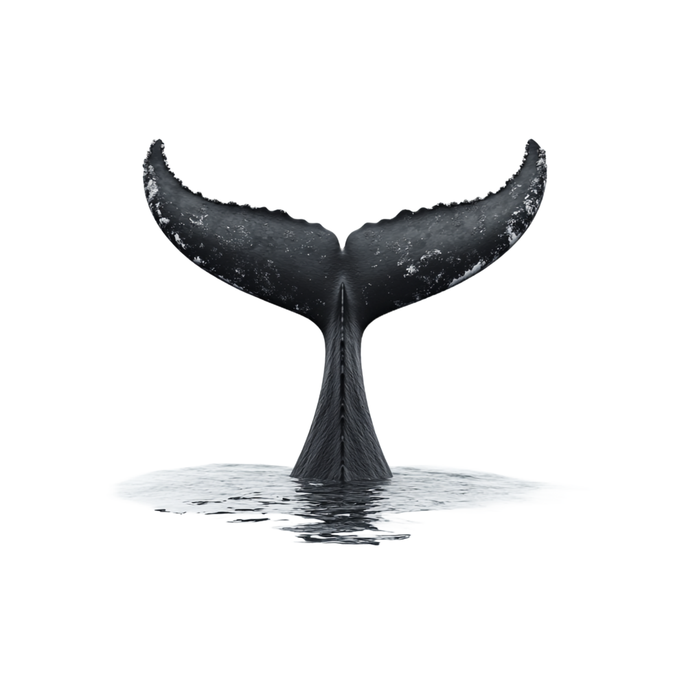 Whale tail above transparent on a white background png