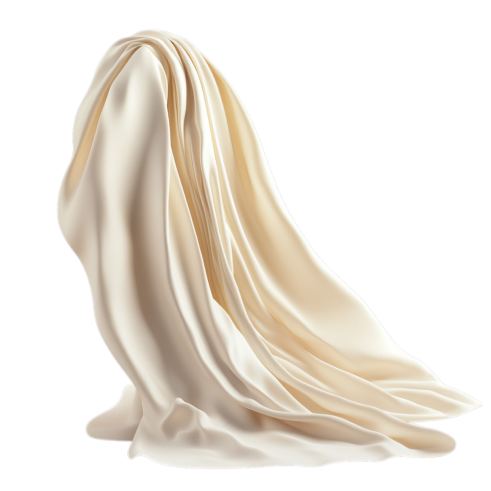 PNG Creamy Draped Fabric, A Textural Study Against Transparent Background for Textile Design, Artistic Projects, or Elegant Backdrops