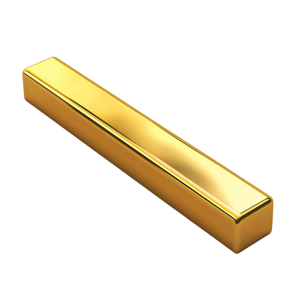 Bar of Gold 3D Rendering Against White Background png