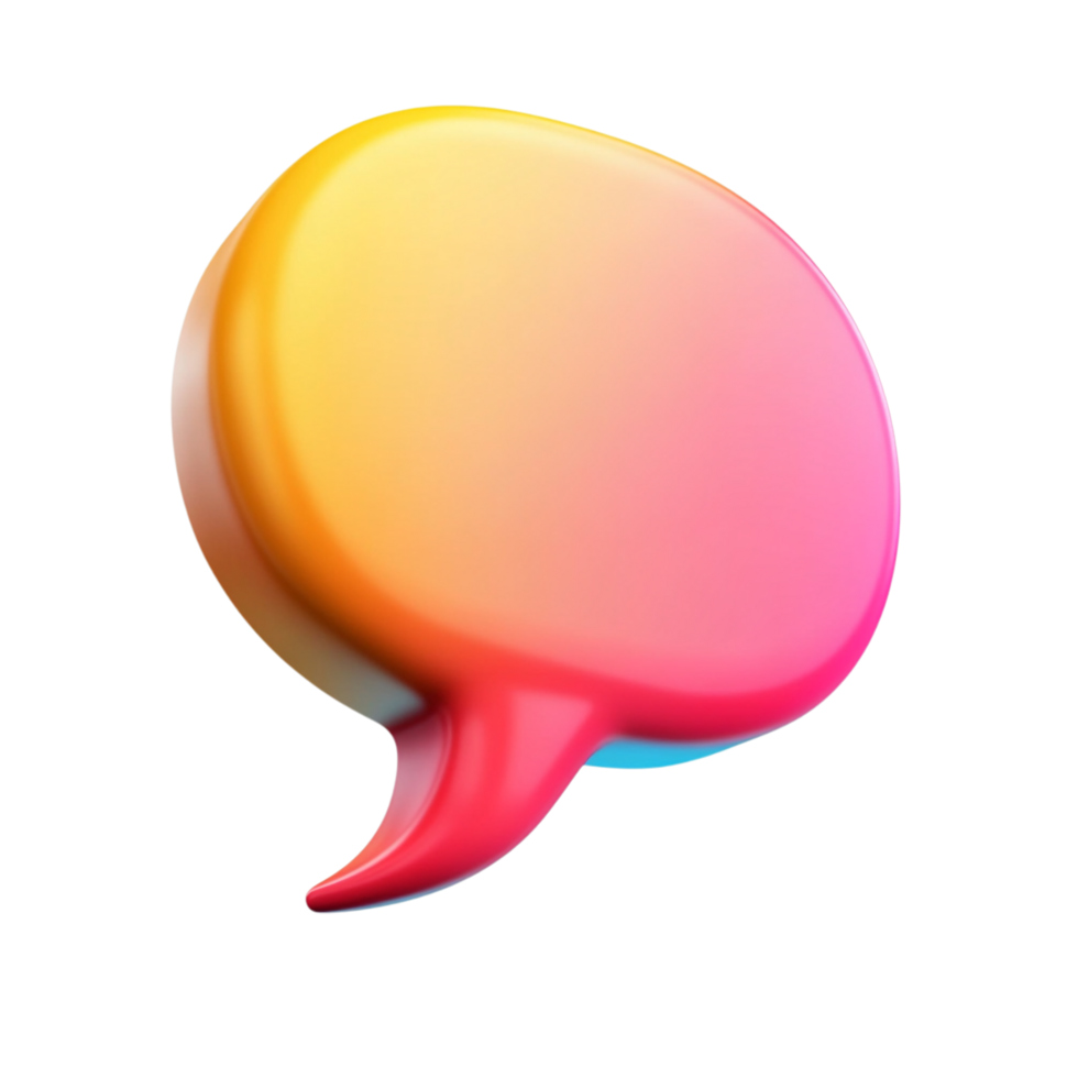 PNG 3D Render of a Colorful Speech Bubble Against Transparent Background for Communication Concepts, Chat Themes, or Modern Illustrations