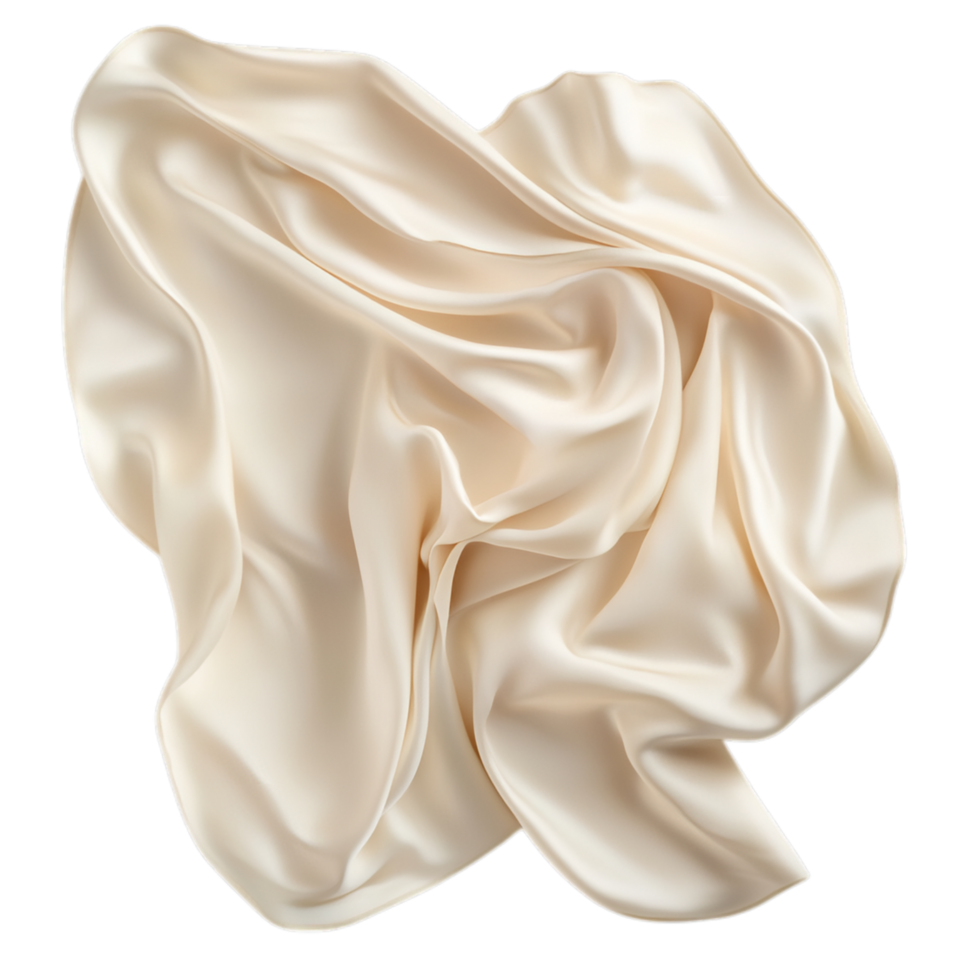 PNG Creamy Draped Fabric, A Textural Study Against Transparent Background for Textile Design, Artistic Projects, or Elegant Backdrops
