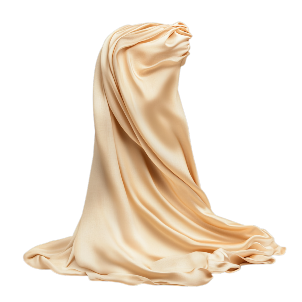 PNG Creamy Draped Fabric, A Textural Study Against Transparent Background for Textile Design, Artistic Projects, or Elegant Backdrops