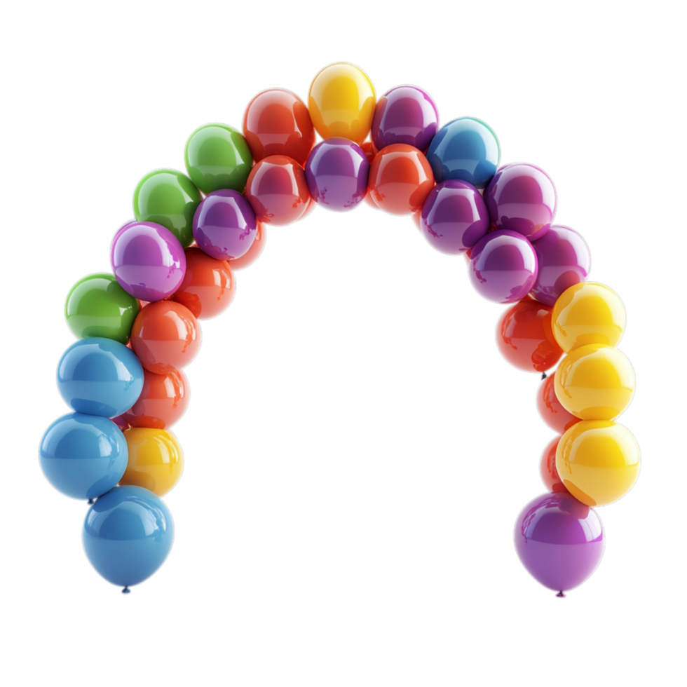 PNG Colorful Balloon Archway for Festive Celebrations Against Transparent Background for Party Planning, Event Decorations, or Joyful Themes