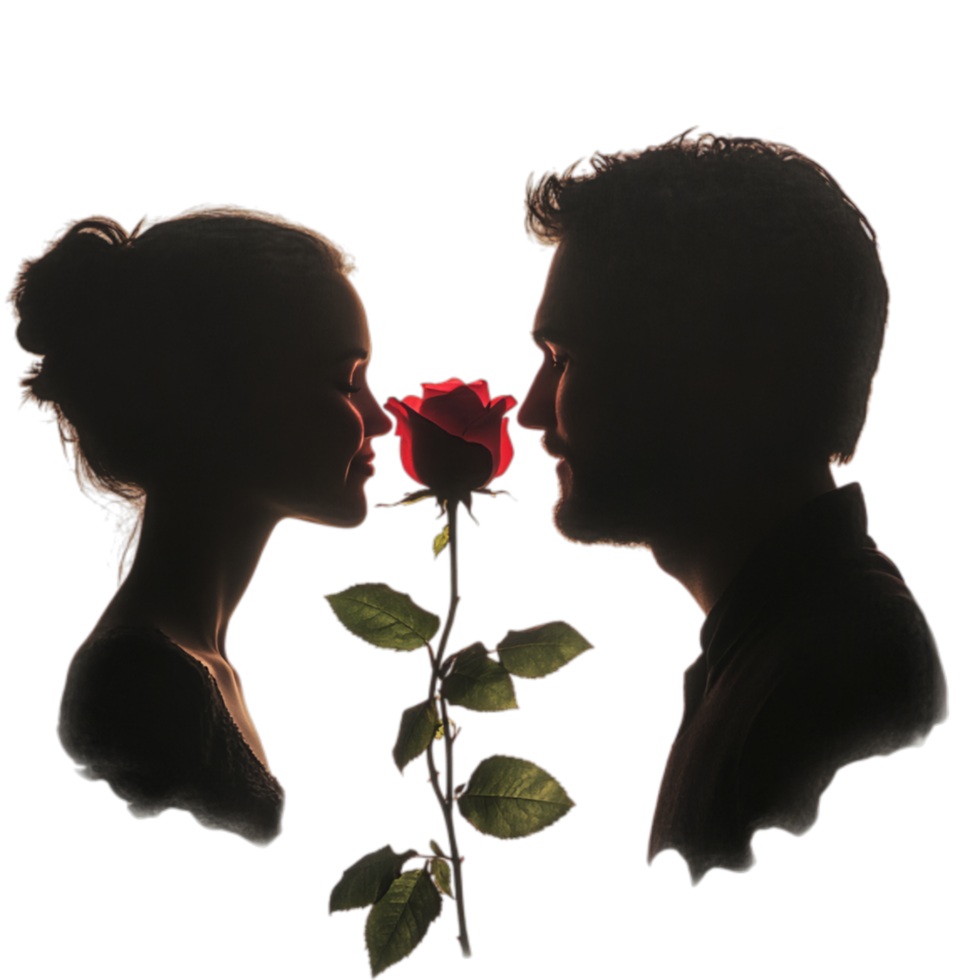 PNG Valentine Couple Giving Rose of Love Against Transparent Background for Romantic and Wedding Designs