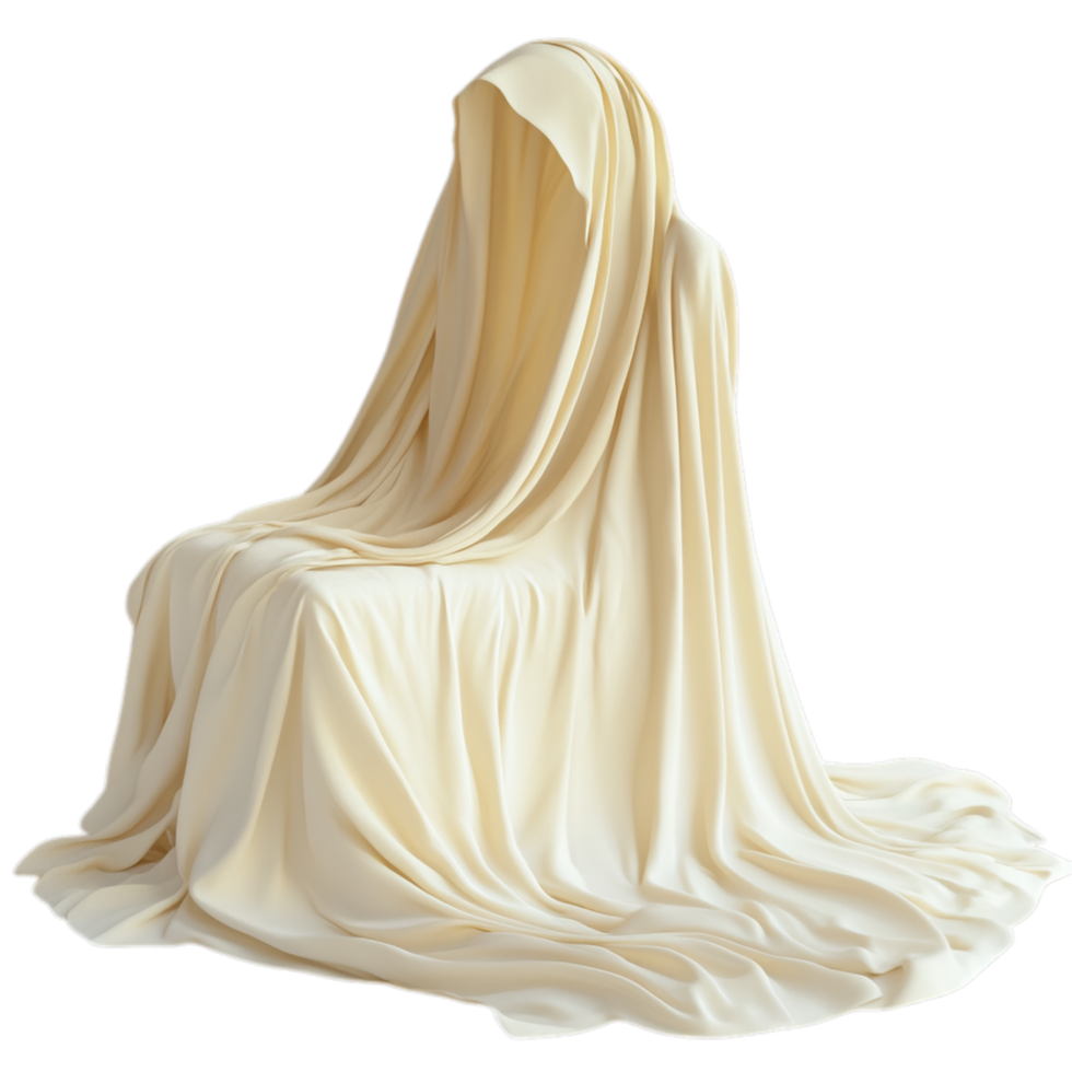 PNG Creamy Draped Fabric, A Textural Study Against Transparent Background for Textile Design, Artistic Projects, or Elegant Backdrops