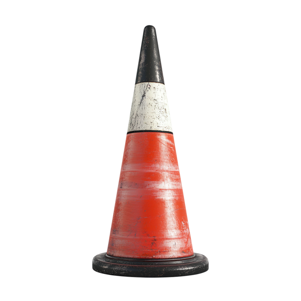 3D Rendering of a Traffic Cone Isolated Against White Background png