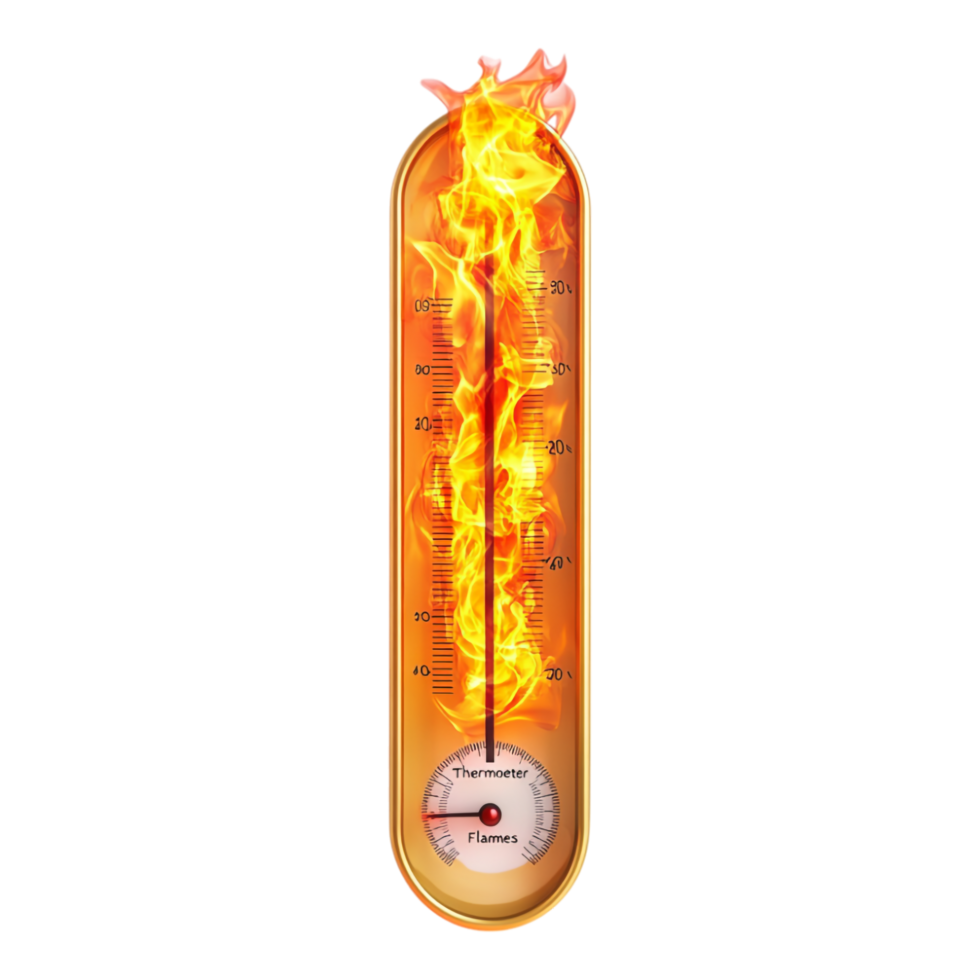 Thermometer with Flames Isolated Against transparent Background png