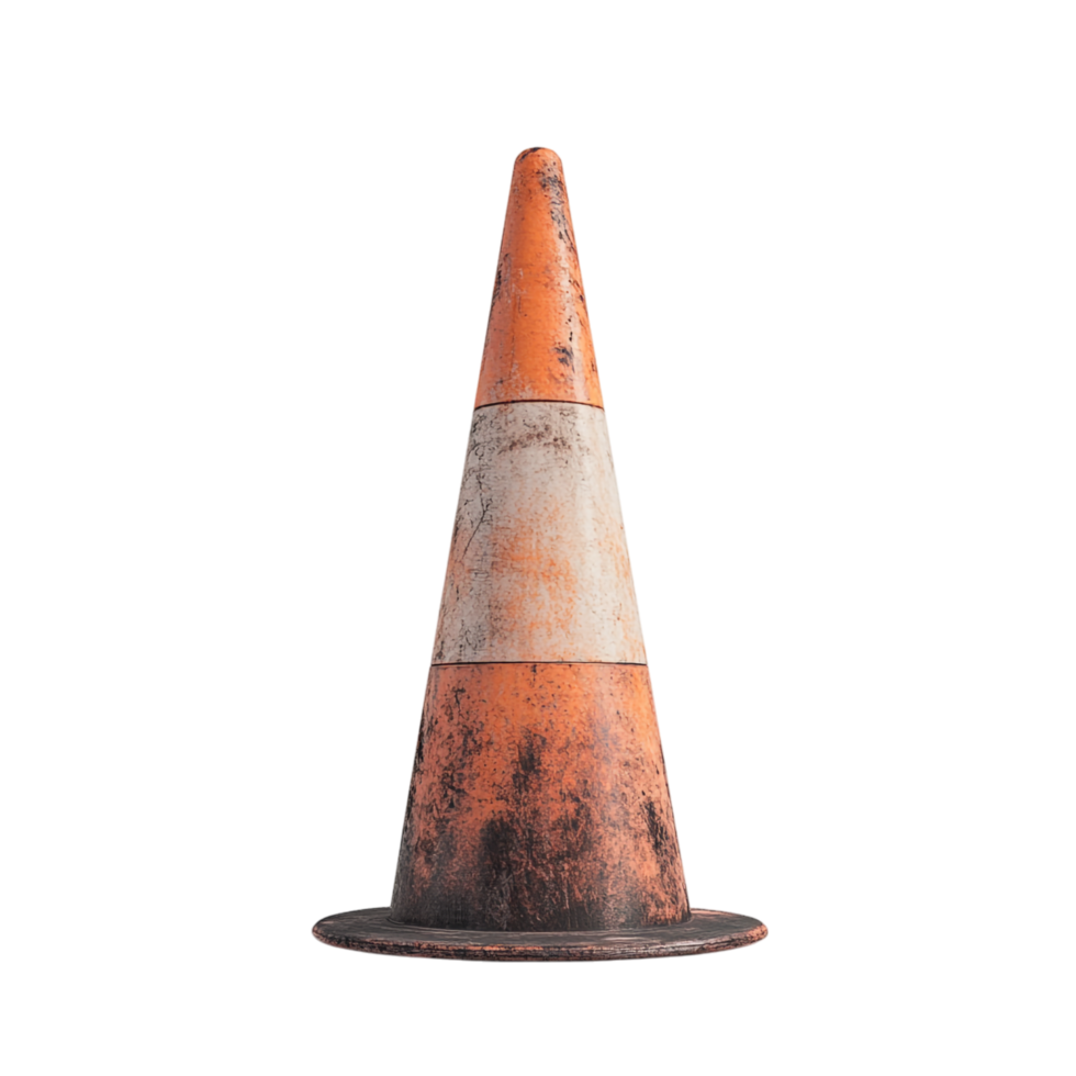3D Rendering of a Traffic Cone Isolated Against White Background png