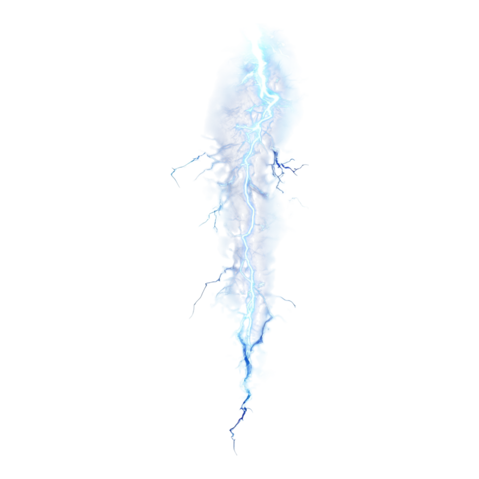 Blue Lightning Effect Isolated Against a transparent Background png