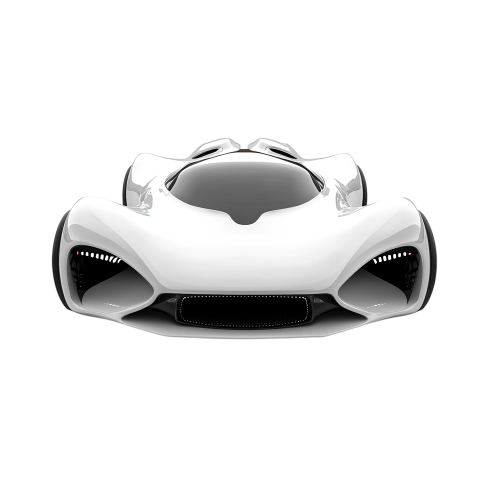 White future car 3D cartoon front view 3D rendering png