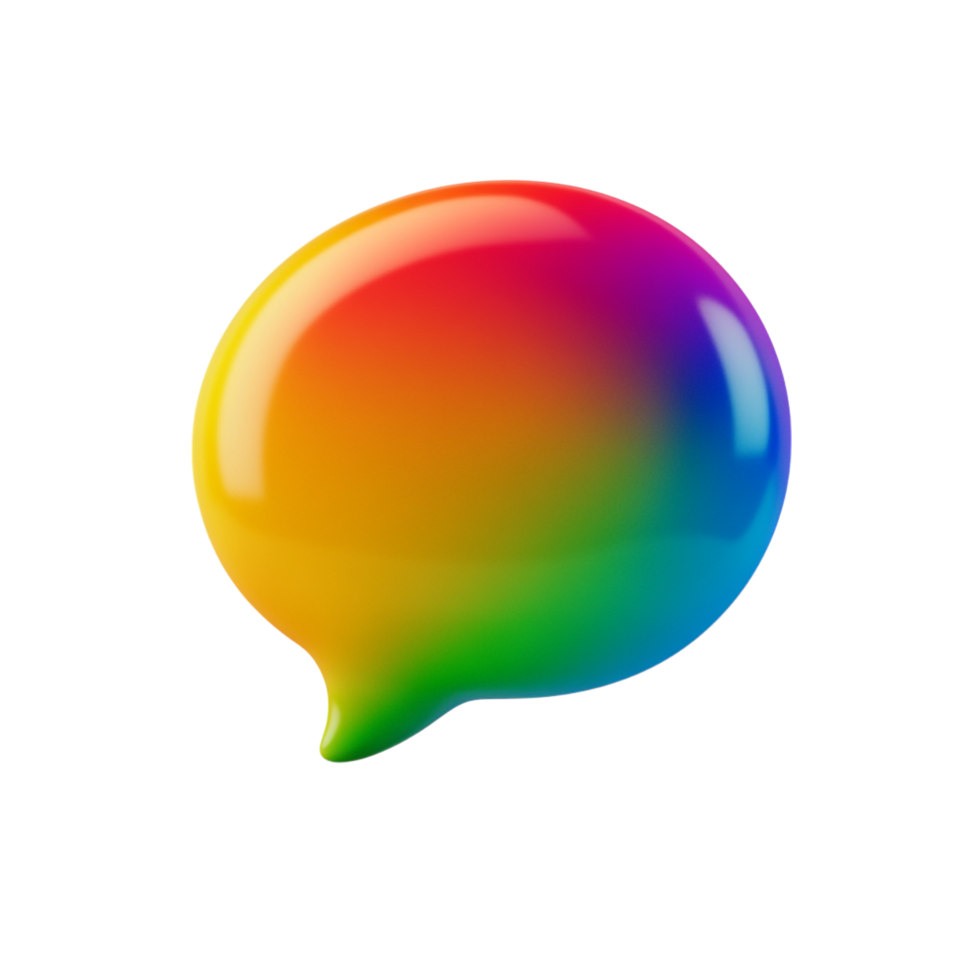 PNG 3D Render of a Colorful Speech Bubble Against Transparent Background for Communication Concepts, Chat Themes, or Modern Illustrations