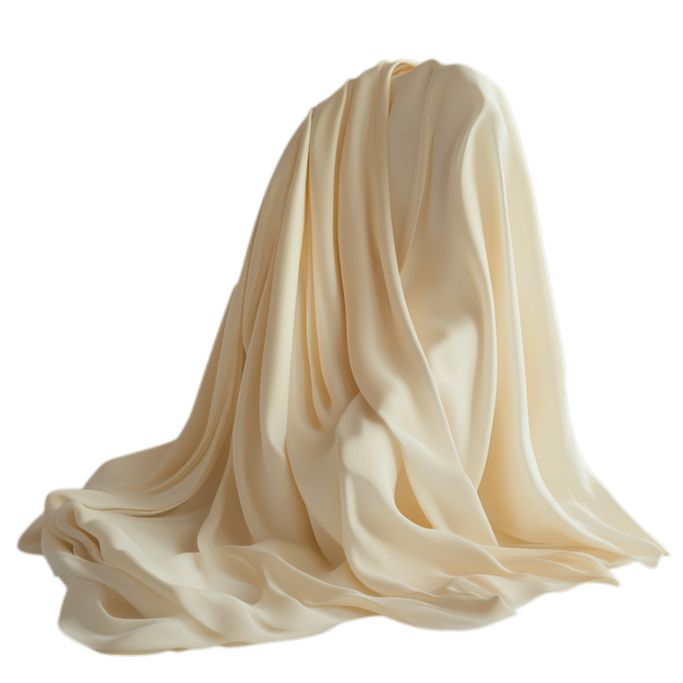 PNG Creamy Draped Fabric, A Textural Study Against Transparent Background for Textile Design, Artistic Projects, or Elegant Backdrops