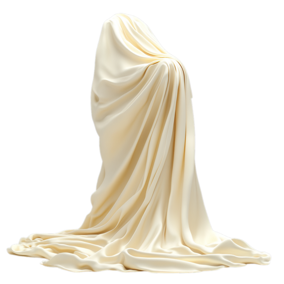 PNG Creamy Draped Fabric, A Textural Study Against Transparent Background for Textile Design, Artistic Projects, or Elegant Backdrops