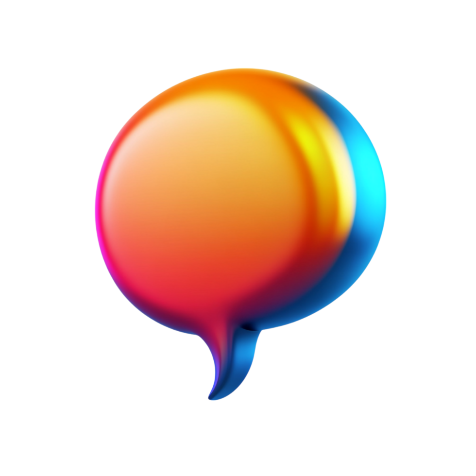 PNG 3D Render of a Colorful Speech Bubble Against Transparent Background for Communication Concepts, Chat Themes, or Modern Illustrations