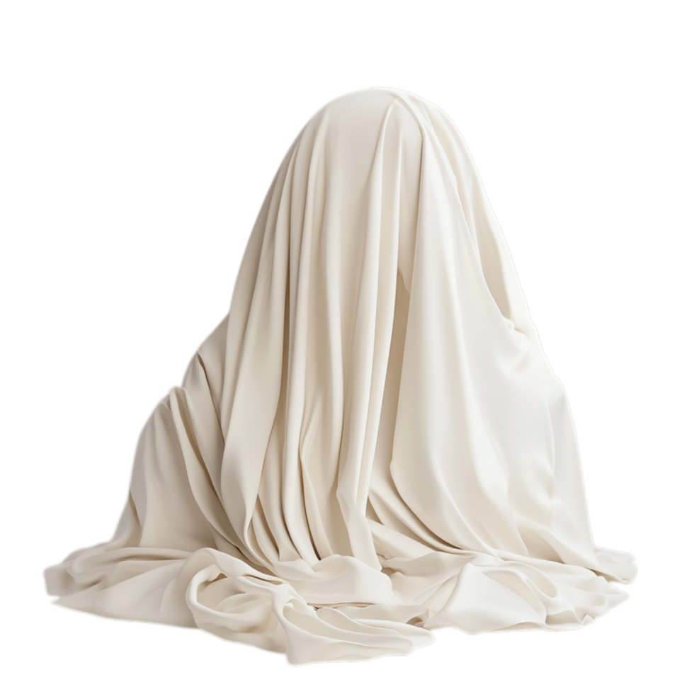 PNG Creamy Draped Fabric, A Textural Study Against Transparent Background for Textile Design, Artistic Projects, or Elegant Backdrops