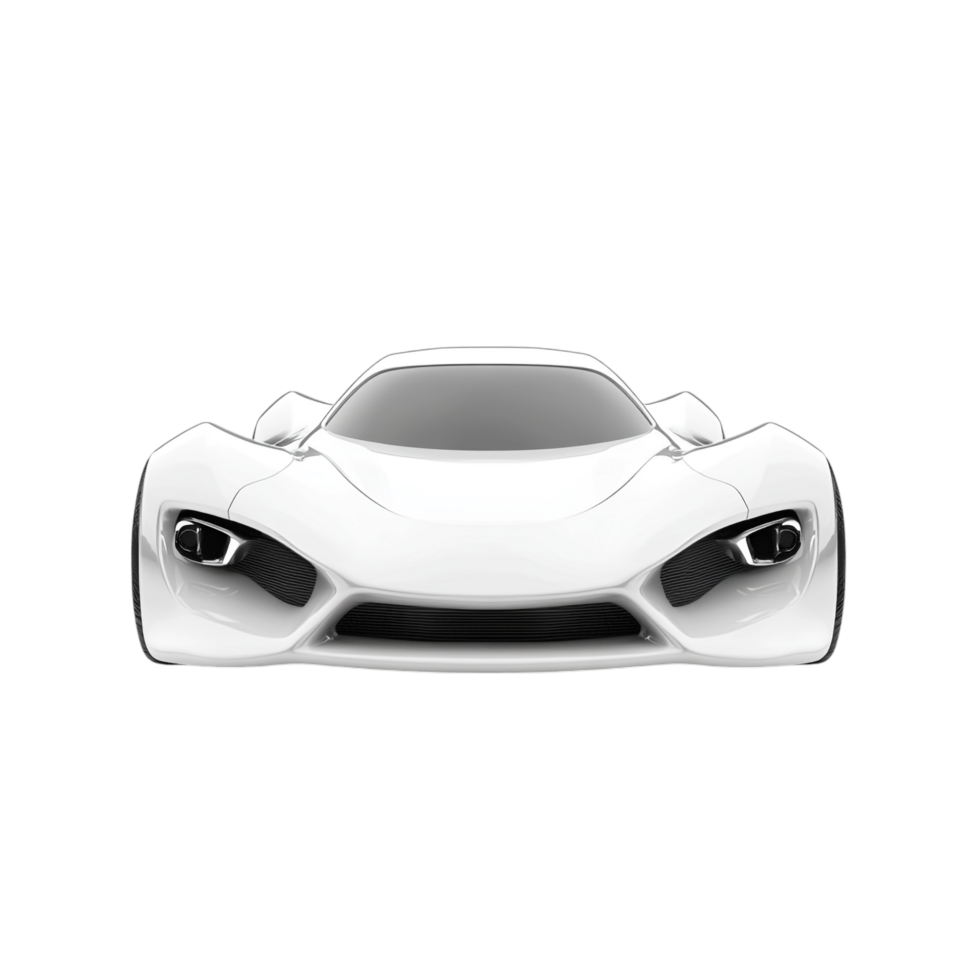 White future car 3D cartoon front view 3D rendering png