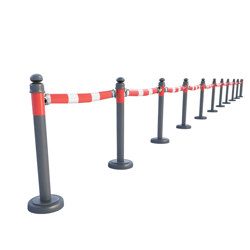 Queue Barrier 3D Rendering with Transparent Background png