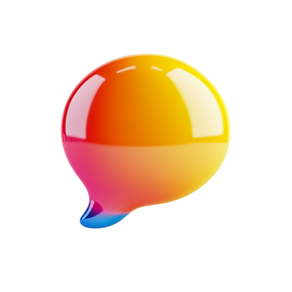 PNG 3D Render of a Colorful Speech Bubble Against Transparent Background for Communication Concepts, Chat Themes, or Modern Illustrations