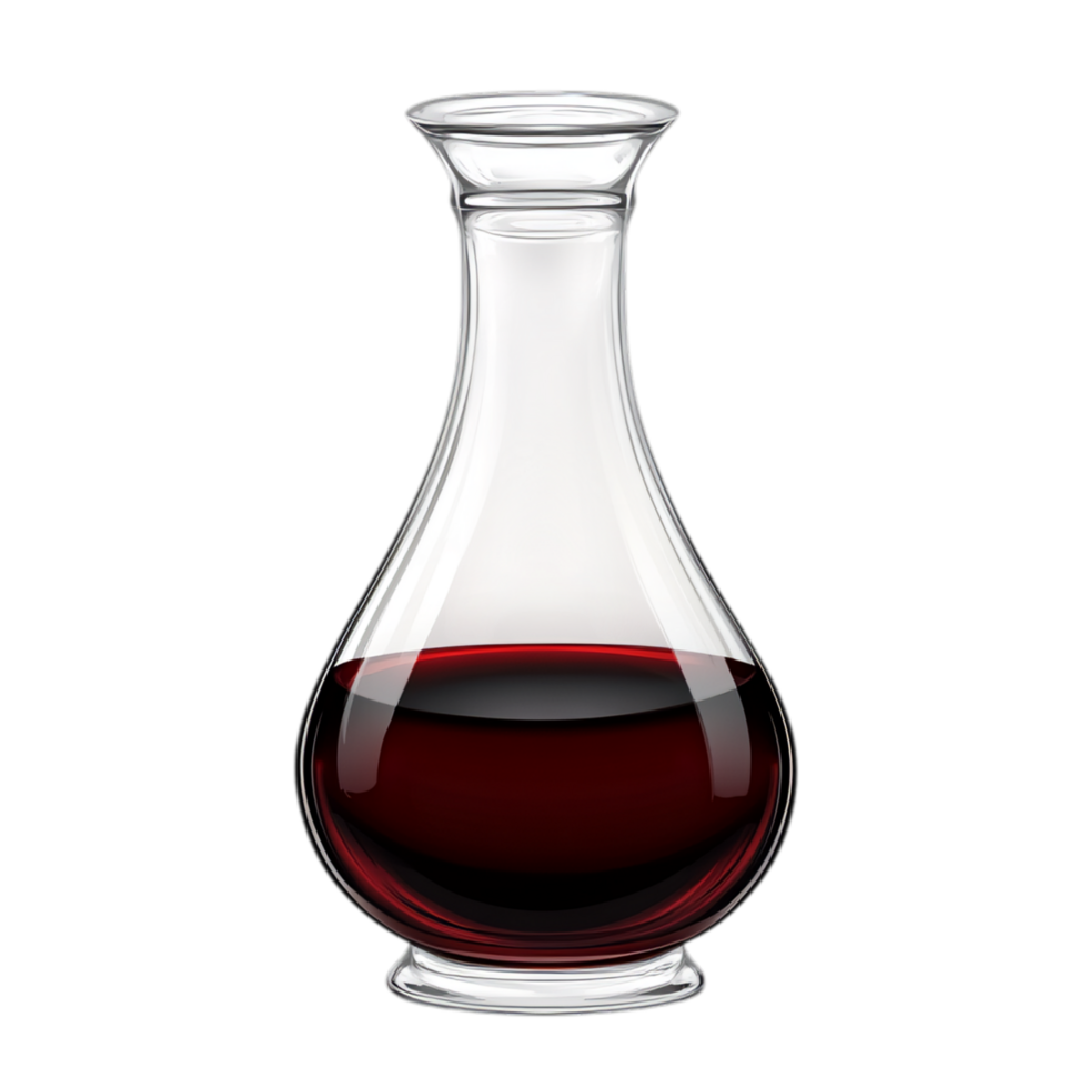 PNG Elegant Glass Decanter with Dark Liquid Against Transparent Background for Beverage Branding, Home Decor, or Elegant Marketing Campaigns