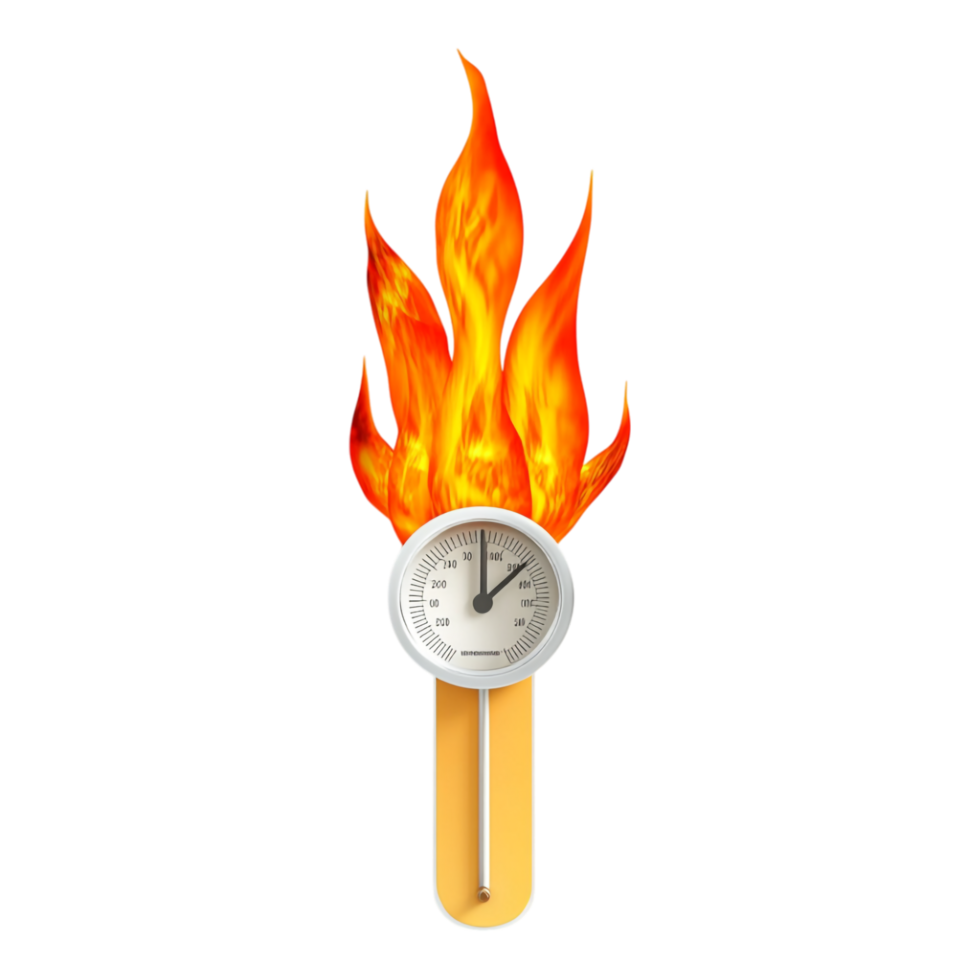 Thermometer with Flames Isolated Against transparent Background png