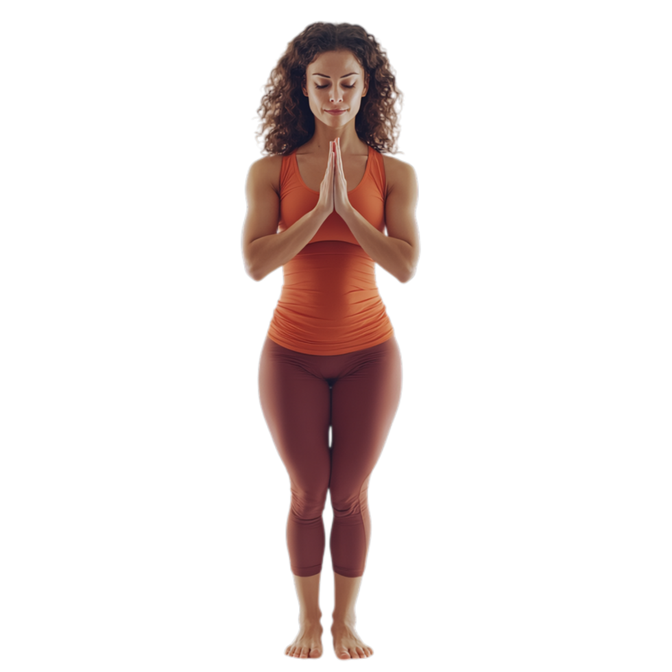PNG Female Yoga Instructor Demonstrating Tree Pose Against Transparent Background for Fitness Branding, Yoga Promotions, or Wellness Campaigns
