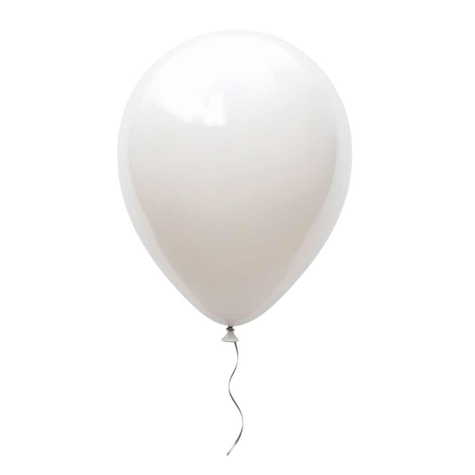 PNG A White Balloon Floating Against Transparent Background for Minimalist Designs, Celebration Themes, or Party Illustrations