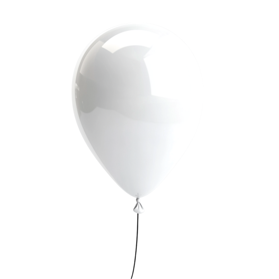 PNG A White Balloon Floating Against Transparent Background for Minimalist Designs, Celebration Themes, or Party Illustrations