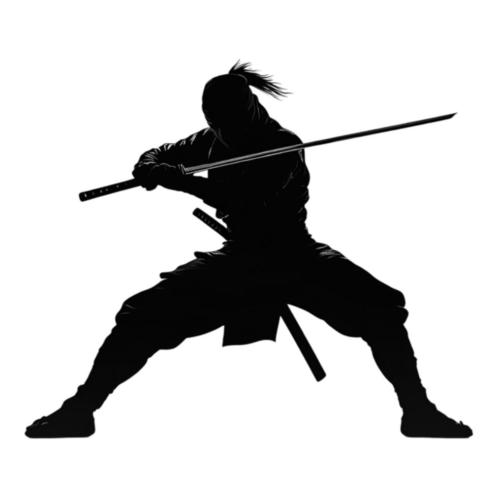 Ninja silhouette isolated against a white background png