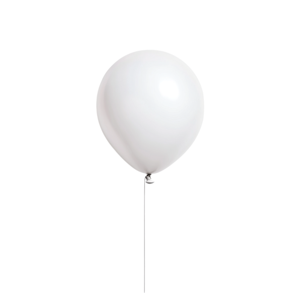 PNG A White Balloon Floating Against Transparent Background for Minimalist Designs, Celebration Themes, or Party Illustrations