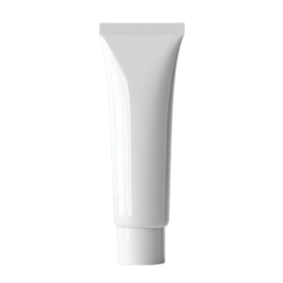 PNG Blank White Cosmetic Tube Mockup Against Transparent Background for Skincare Branding, Product Presentation, or Label Design