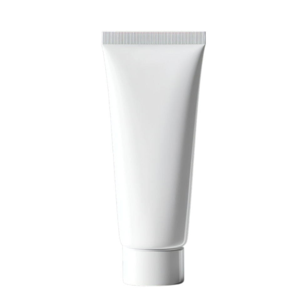 PNG Blank White Cosmetic Tube Mockup Against Transparent Background for Skincare Branding, Product Presentation, or Label Design