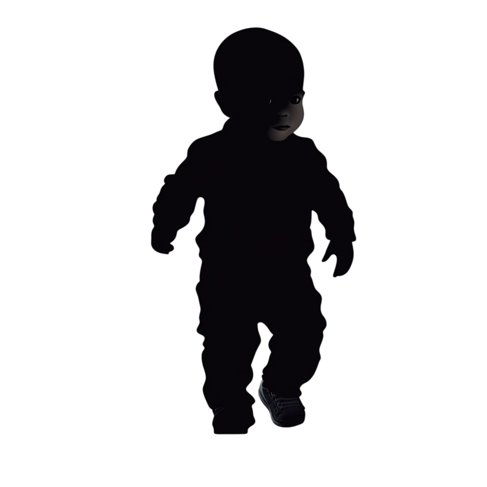 3D Vector Silhouette of a Baby Walking png